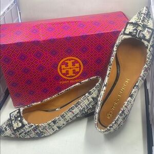 Tory Burch Women's Tweed Flats - Black and Cream